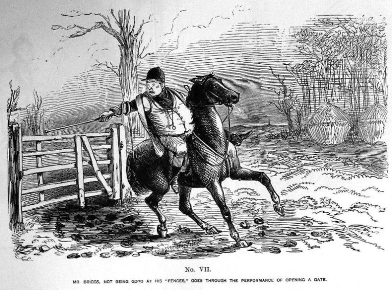 Cartoon drawing of a foxhunter man on a horse